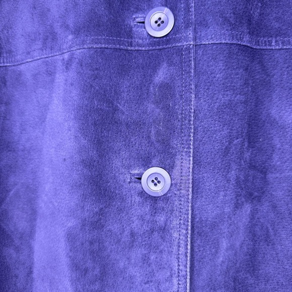 Vintage St Johns Bay Suede Leather Coat Women's Petite Large Purple‎ Button Up - Picture 8 of 8
